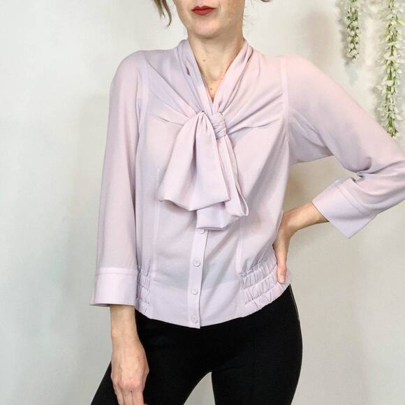 NWT BYRON LARS Beauty Mark Lavender Flounced Georgette top bow fairycore 2593 - Picture 6 of 10